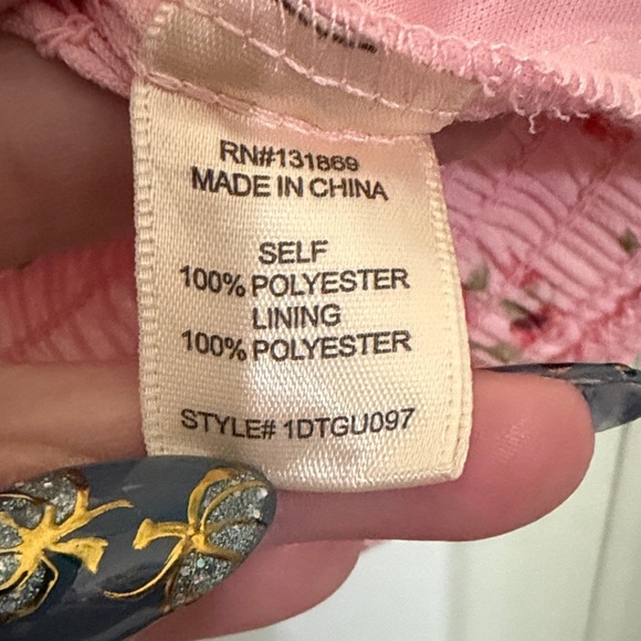 Floral Pink Crop Top with Lace Straps - Picture 3 of 6